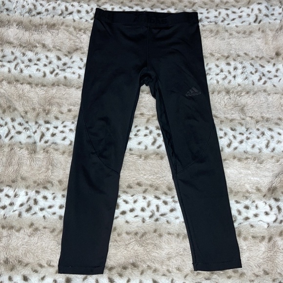 Adidas Girls Active Black Leggings Size M 10/12 - Picture 3 of 9